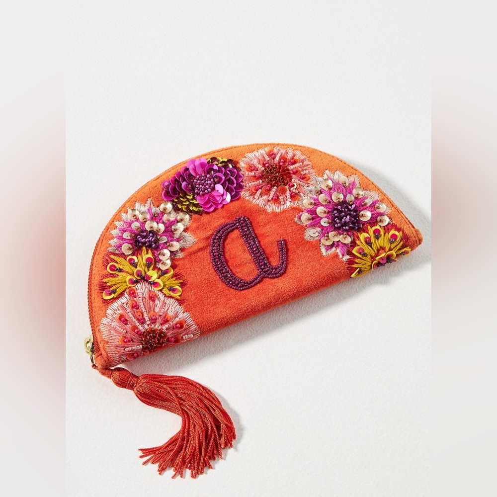 Anthropologie x Anna Harlow Russo Monogram Crescent Pouch, NWT